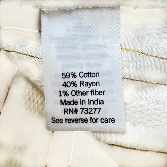 Croft & Barrow Womens XL White Gold Striped Textured Button-Front Blouse - Picture 13 of 16